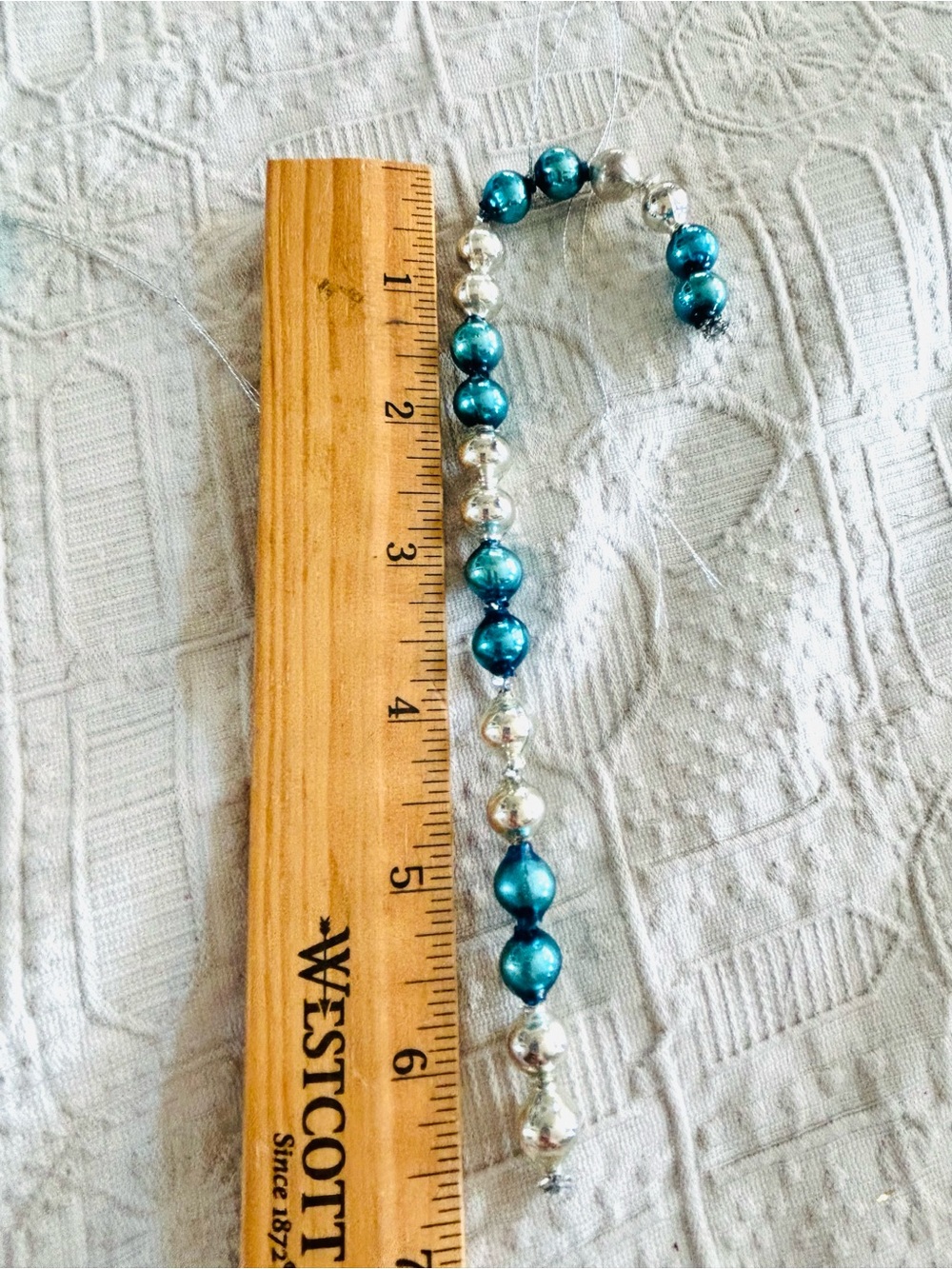 🎄 Vintage repurposed mercury glass bead candy cane holiday Christmas ornaments - Picture 6 of 8